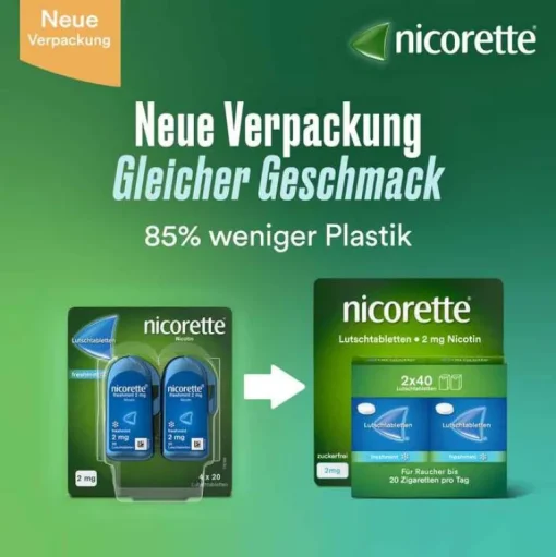 Nicorette freshmint 2 mg Lutschtabletten gepresst, 80 St- Nikotin Lutschtabletten