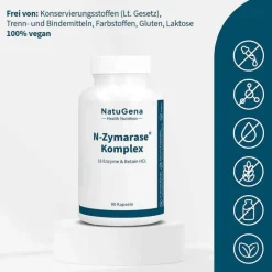 Natugena Enzyme-N-Zymarase Komplex Enzyme + Betain HCL Kapseln, 90 St