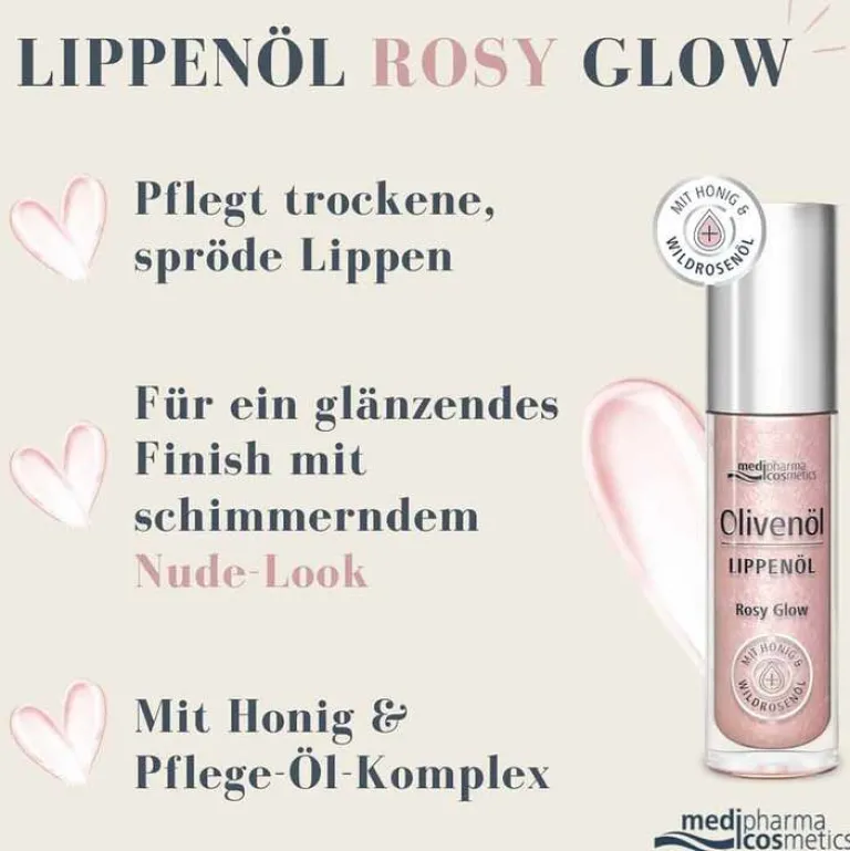Medipharma Cosmetics Lippenpflege-Olivenöl Lippenöl rosy glow, 4 ml