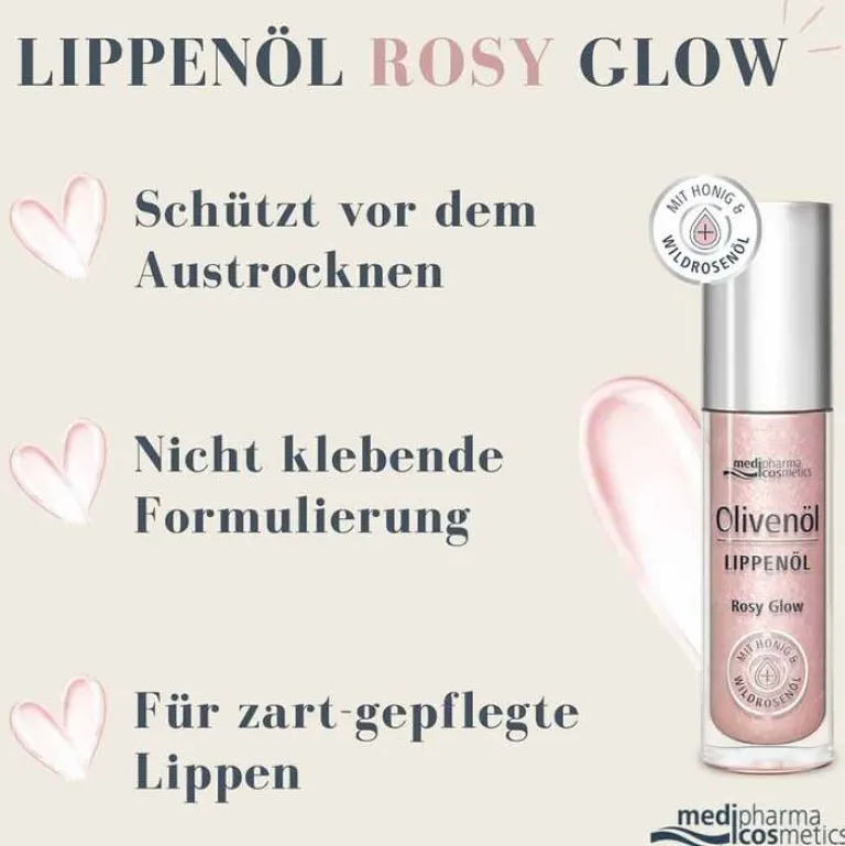 Medipharma Cosmetics Lippenpflege-Olivenöl Lippenöl rosy glow, 4 ml