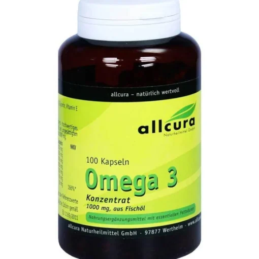 Allcura Omega 3 Kapseln-Omega 3 Konzentrat aus Fischöl 1000 mg Kapseln, 100 St