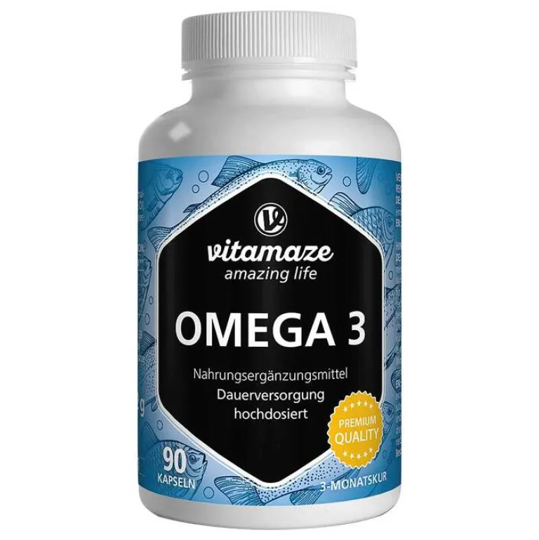 Vitamaze Omega 3 Kapseln-Omega-3 1000 mg EPA 400 / DHA 300 hochdosiert Kapseln , 90 St