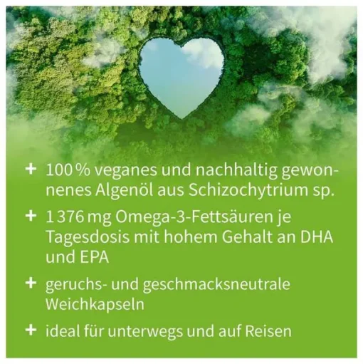 Omega-3 Vegan 1376mg 751 DHA 375 EPA Algenöl Kapseln , 90 St^Natugena Discount