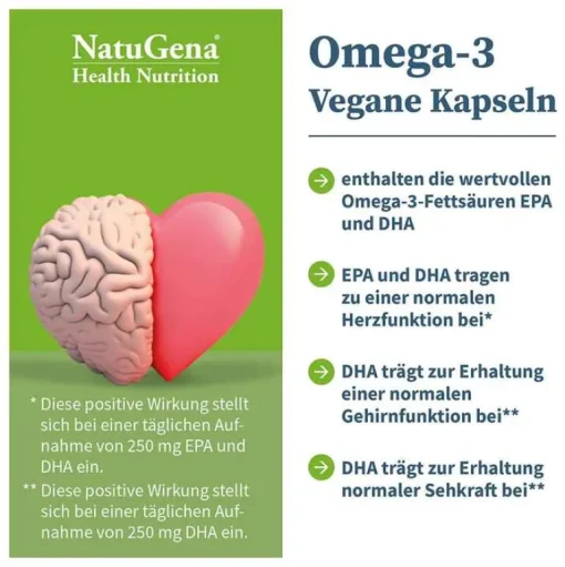 Omega-3 Vegan 1376mg 751 DHA 375 EPA Algenöl Kapseln , 90 St^Natugena Discount
