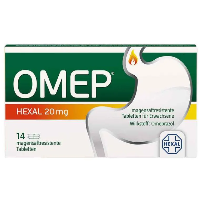 Omep Hexal 20 mg magensaftresistente Tabletten, 14 St- Sodbrennen Medikamente|Magentabletten