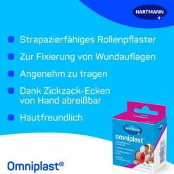 Omniplast Rollenpflaster|Fixierpflaster-® Selbstklebendes Textilband 2,5 cm x 5 m, 1 St