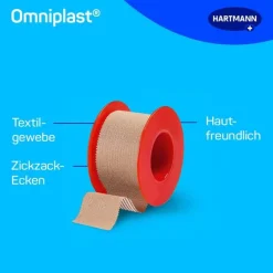 Omniplast Rollenpflaster|Fixierpflaster-® Selbstklebendes Textilband 2,5 cm x 5 m, 1 St