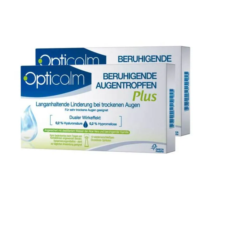 Opticalm Augentropfen Trockene Augen-beruhigende Augentropfen Plus in Einzeldosis, 20X0.5 ml