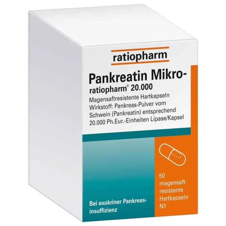 Ratiopharm Pankreatin Mikro ratiop.20000 magens.Hartkapseln, 50 St- Verdauung