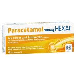 Hexal Paracetamol|Kopfschmerztabletten-Paracetamol 500mg bei Fieber und Schmerzen Tabletten, 20 St