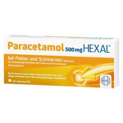 Hexal Paracetamol|Kopfschmerztabletten-Paracetamol 500mg bei Fieber und Schmerzen Tabletten, 20 St