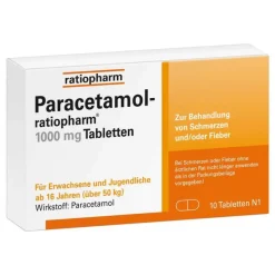 Ratiopharm Paracetamol|Kopfschmerztabletten-Paracetamol-® 1000 mg Tabletten, 10 St