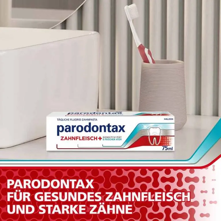Parodontax Zahnfleisch + Sensitivität & frisch.Atem, 75 ml- Zahnpasta & Zahncreme