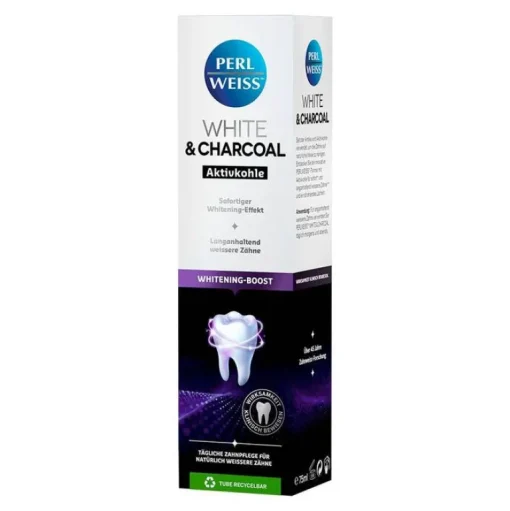 Perlweiss Zahnweiß-White & Charcoal Zahncreme, 75 ml