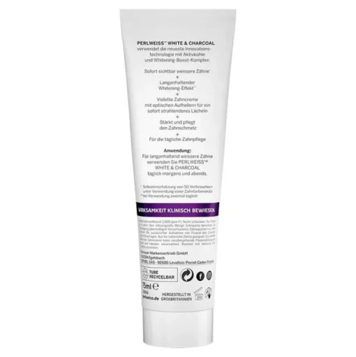 Perlweiss Zahnweiß-White & Charcoal Zahncreme, 75 ml