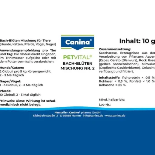 Petvital Bachblüten Nr.2 Globuli vet. (für Tiere), 10 g^Canina Hot