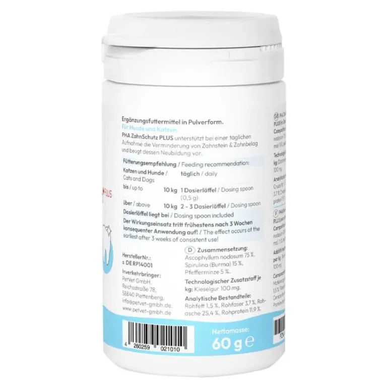 PhA Ohren, Augen & Zähne|Ohren, Augen & Zähne-Zahnschutz Plus Pulver für Hunde / Katzen, 60 g