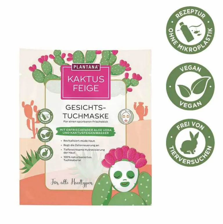 Kaktusfeige Gesichtstuchmaske mit Aloe Vera, 1 St^Plantana