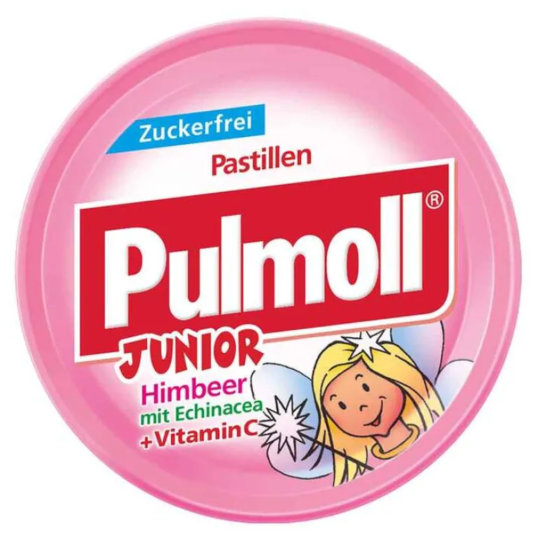 Zuckerfreie Bonbons-Pulmoll Junior Himbeer mit Echinacea ohne Zucker Bonbons, 50 g