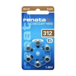 Renata Hörgeräte Batterien ZA 312 DP6 0% HG, 6 St- Batterien