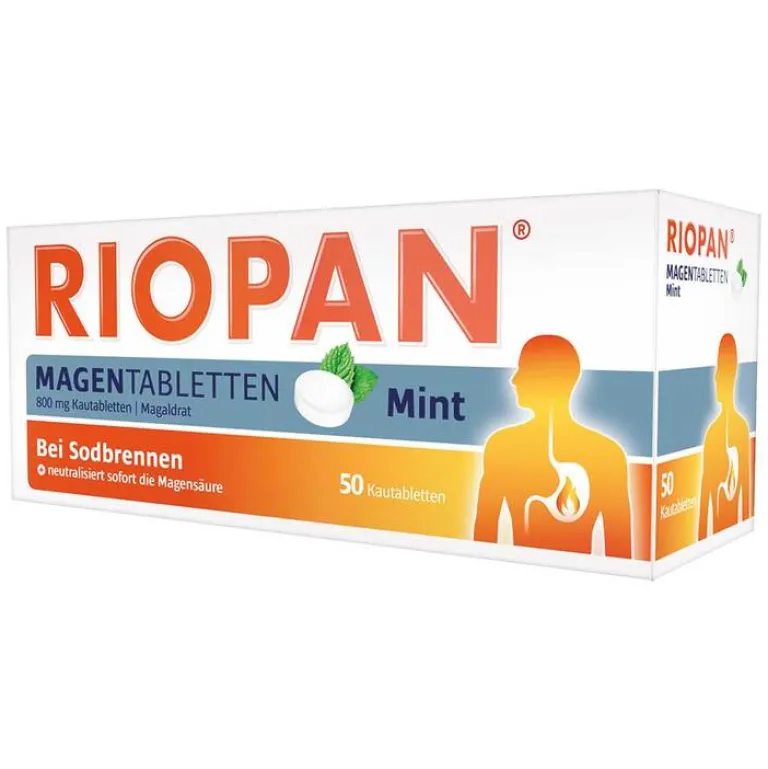 Riopan Sodbrennen Medikamente-Magen Tabletten Mint 800 mg Kautabletten, 50 St