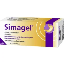 Simagel Kautabletten, 50 St- Sodbrennen Medikamente|Magentabletten