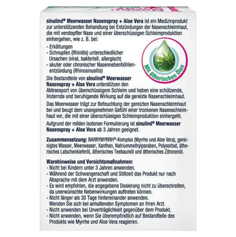 Sinulind Meerwasser Nasenspray-Meerwasser Nasenspray + Aloe Vera, 20 ml