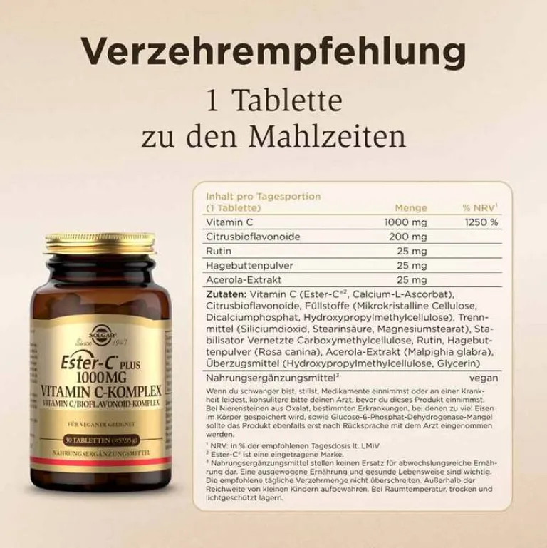Solgar Ester-C plus 1000 mg Tabletten, 30 St^ Best