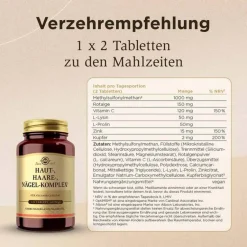 Solgar Mikronährstoffe-Haut Haare Nägel Komplex Tabletten, 120 St
