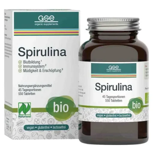 GSE Spirulina 500 mg Bio Naturland Tabletten, 550 St- Spirulina|Sonstige Bio Produkte