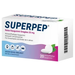 Superpep Mittel Gegen Durchfall & Erbrechen|Übelkeit & Erbrechen-® Reise Kaugummi-Dragées, 20 St
