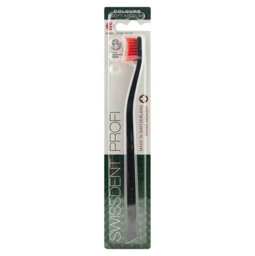 Swissdent Profi Colours Zahnbürste soft-medium schwarz / rot, 1 St- Zahnbürsten