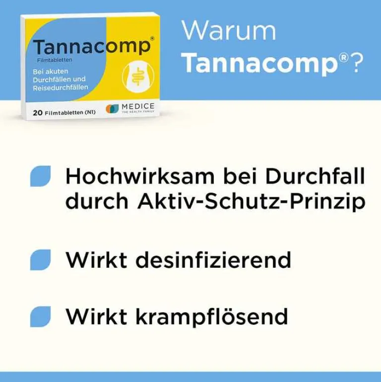 Tannacomp ® Filmtabletten bei akutem Durchfall , 20 St-Kinder Mittel Gegen Durchfall & Erbrechen|Verdauung