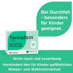 Tannalbin ® Tabletten bei Durchfallerkrankungen, 50 St-Kinder Mittel Gegen Durchfall & Erbrechen|Durchfallmittel