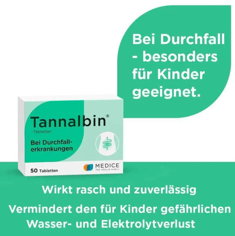 Tannalbin ® Tabletten bei Durchfallerkrankungen, 50 St-Kinder Mittel Gegen Durchfall & Erbrechen|Durchfallmittel