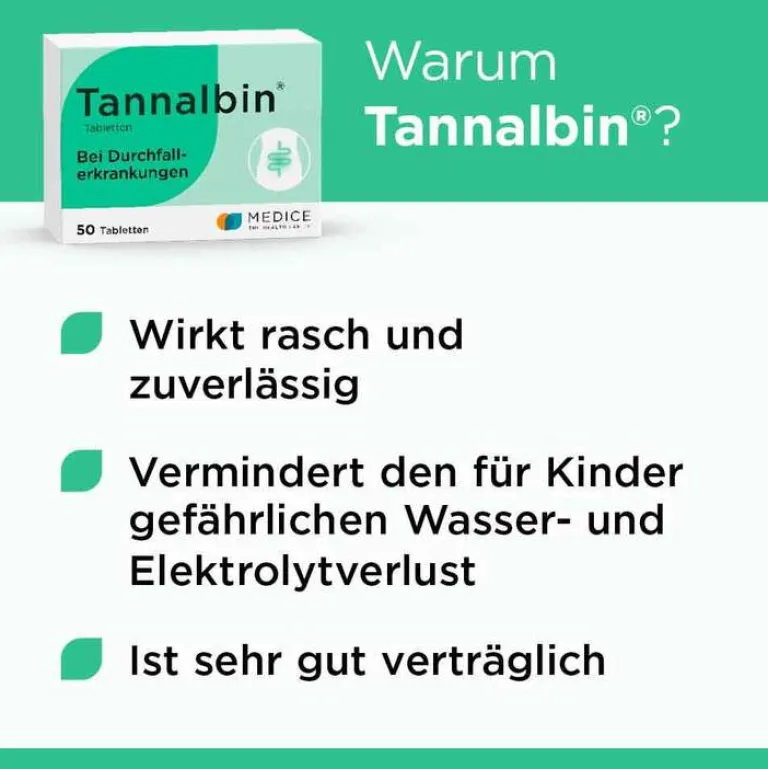 Tannalbin ® Tabletten bei Durchfallerkrankungen, 50 St-Kinder Mittel Gegen Durchfall & Erbrechen|Durchfallmittel