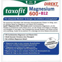 Taxofit Magnesium 600 + B12 Direkt Granulat, 20 St- Magnesium