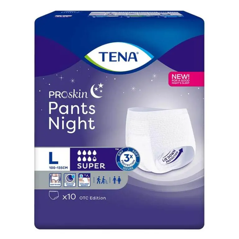 TENA Pants night super L Einweghose bei Inkontinenz, 10 St- Windeln & Pants