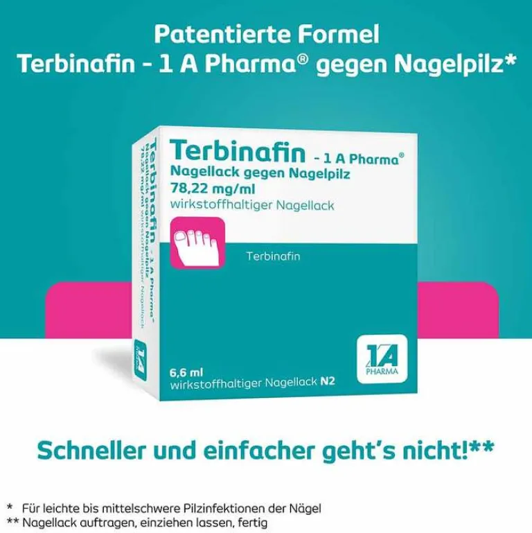 1A Pharma Terbinafin- Nagellack gegen Nagelpilz, 6.6 ml- Nagelpilz Lack