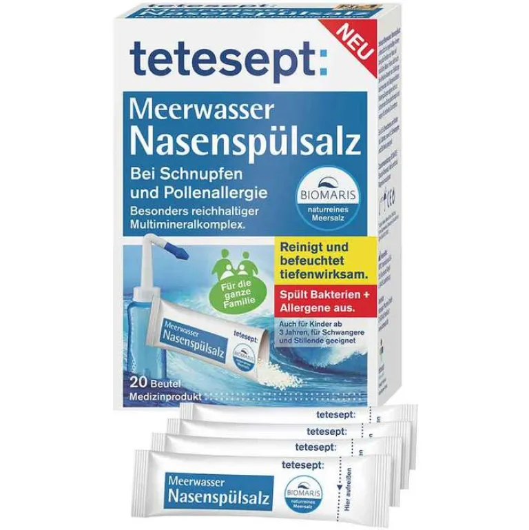 Tetesept Meerwasser Nasenspülsalz, 20 St- Schnupfen & Nasennebenhöhlen|Allergie Medikamente
