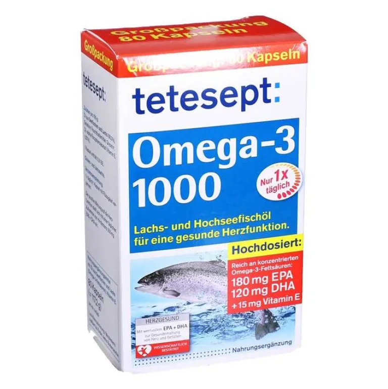 Tetesept Omega-3 1000 Kapseln, 80 St- Omega 3 Kapseln