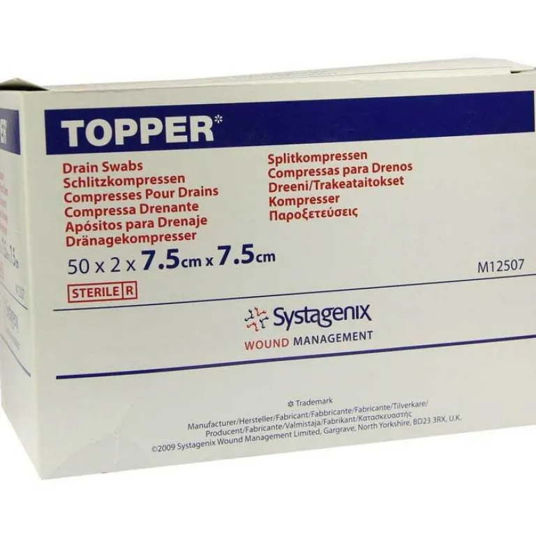 Topper Schlitzkompresse steril 7,5x7,5 cm, 50X2 St- Sterile Kompressen