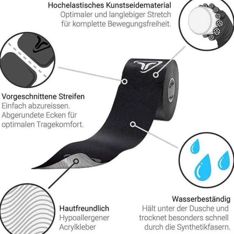 True Tape Truetape Athlete Edition Precut schwarz, 1 St- Kinesio Tape