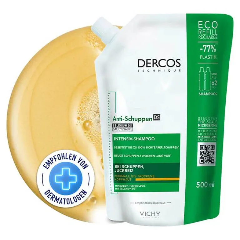 Vichy Dercos Anti-Schuppen Shampoo trockene Kopfhaut , 500 ml- Haarausfall & Schuppen