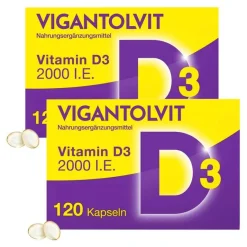 Vigantolvit Vitamin D (Colecalciferol)-2000 I.E. Vitamin D3 Weichkapseln, 2x120 St