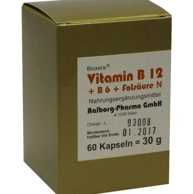 Vitamin B12 (Cobalamin)-Vitamin B12 + B6 + Folsäure Komplex N Kapseln, 60 St