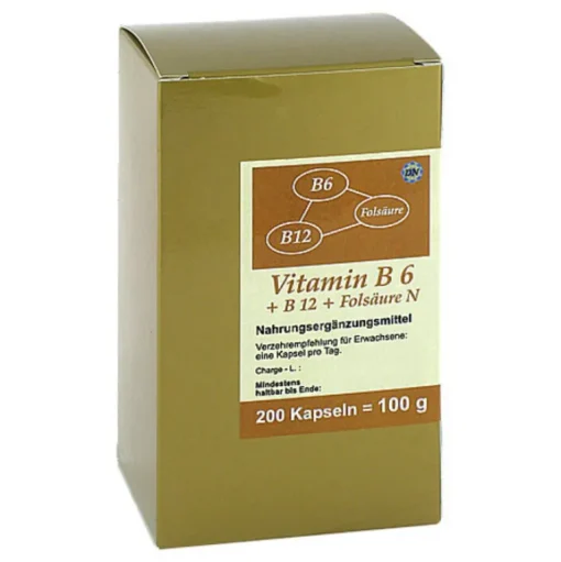 Diamant Natuur Vitamin B6 + B12 + Folsäure N Kapseln, 200 St- Vitamin B6 (Pyridoxin)|Vitamin B Komplex