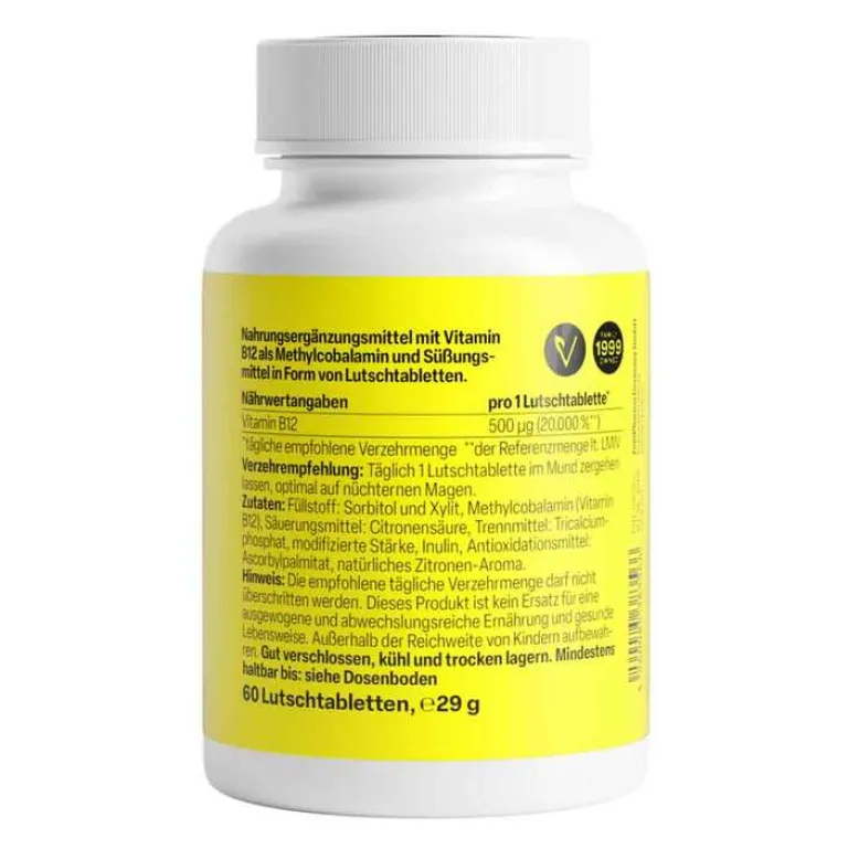 Zein Pharma Vitamin B12 (Cobalamin)-Vitamin B12 500 µg Methylcobalamin Lutschtabletten, 60 St