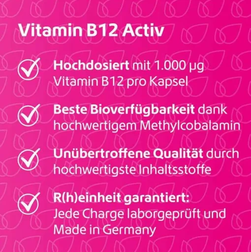 R(h)ein Nutrition Vitamin B12 Activ 1000 µg hochdosiert + vegan Kapseln , 120 St- Vitamin B12 (Cobalamin)