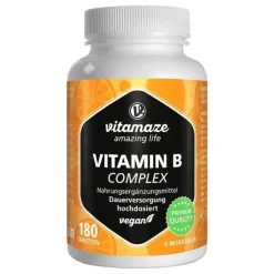Vitamaze Vitamin B Complex hochdosiert vegan Tabletten, 180 St- Vitamin B Komplex